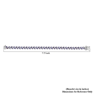Tanzanite and Moissanite Bracelet in Platinum Over Sterling Silver (7.25 In) 11.50 ctw