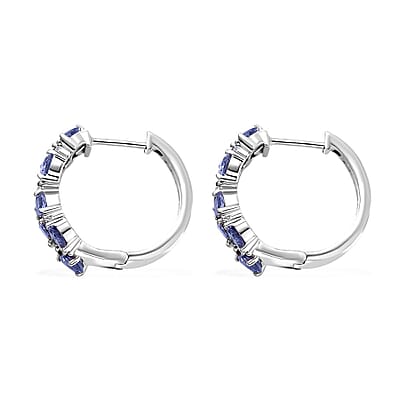 Tanzanite and Moissanite Hoop Earrings in Platinum Over Sterling Silver 2.30 ctw