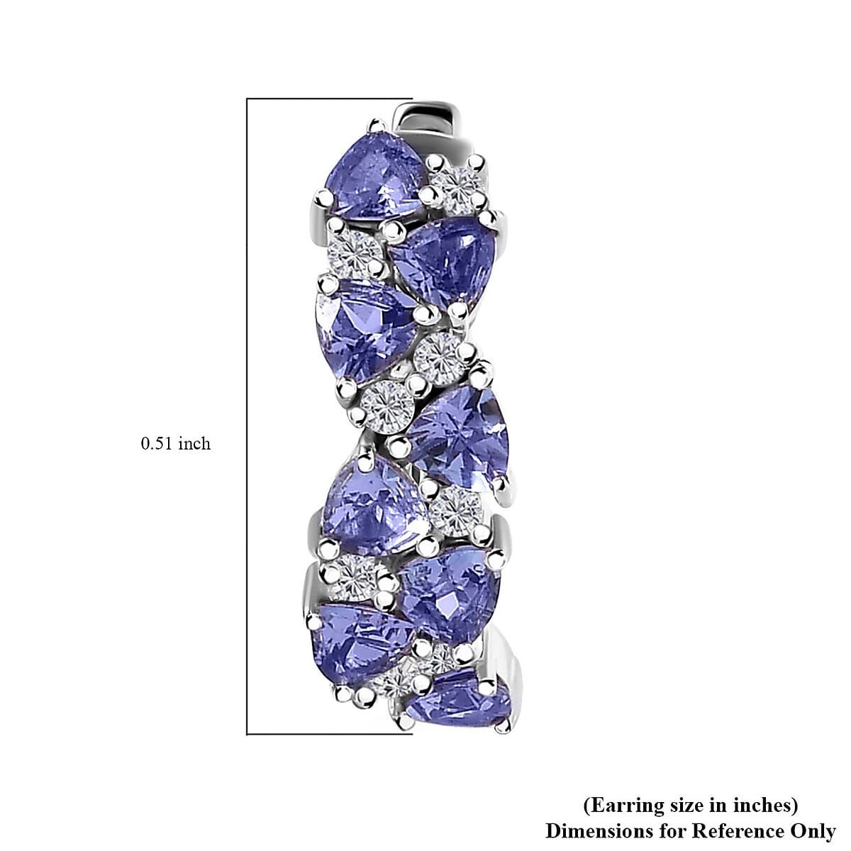 Tanzanite, Moissanite Hoop Earrings in Platinum Over Sterling Silver 2.30 ctw image number 4