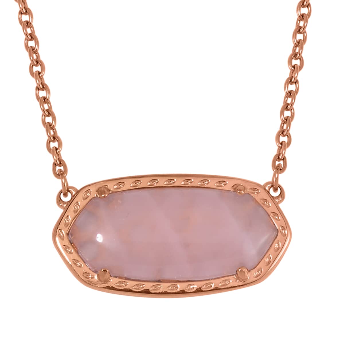 Evertrue Galilea Rose Quartz Necklace 20-22 Inches in ION Plated RG Stainless Steel 15.00 ctw image number 0