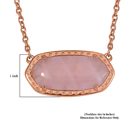 Evertrue Galilea Rose Quartz Necklace 20-22 Inches in ION Plated RG Stainless Steel 15.00 ctw
