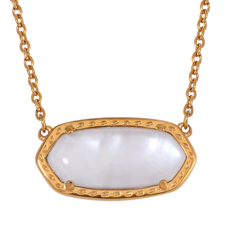 Evertrue White Shell Pearl Necklace 20-22 Inches in Stainless Steel