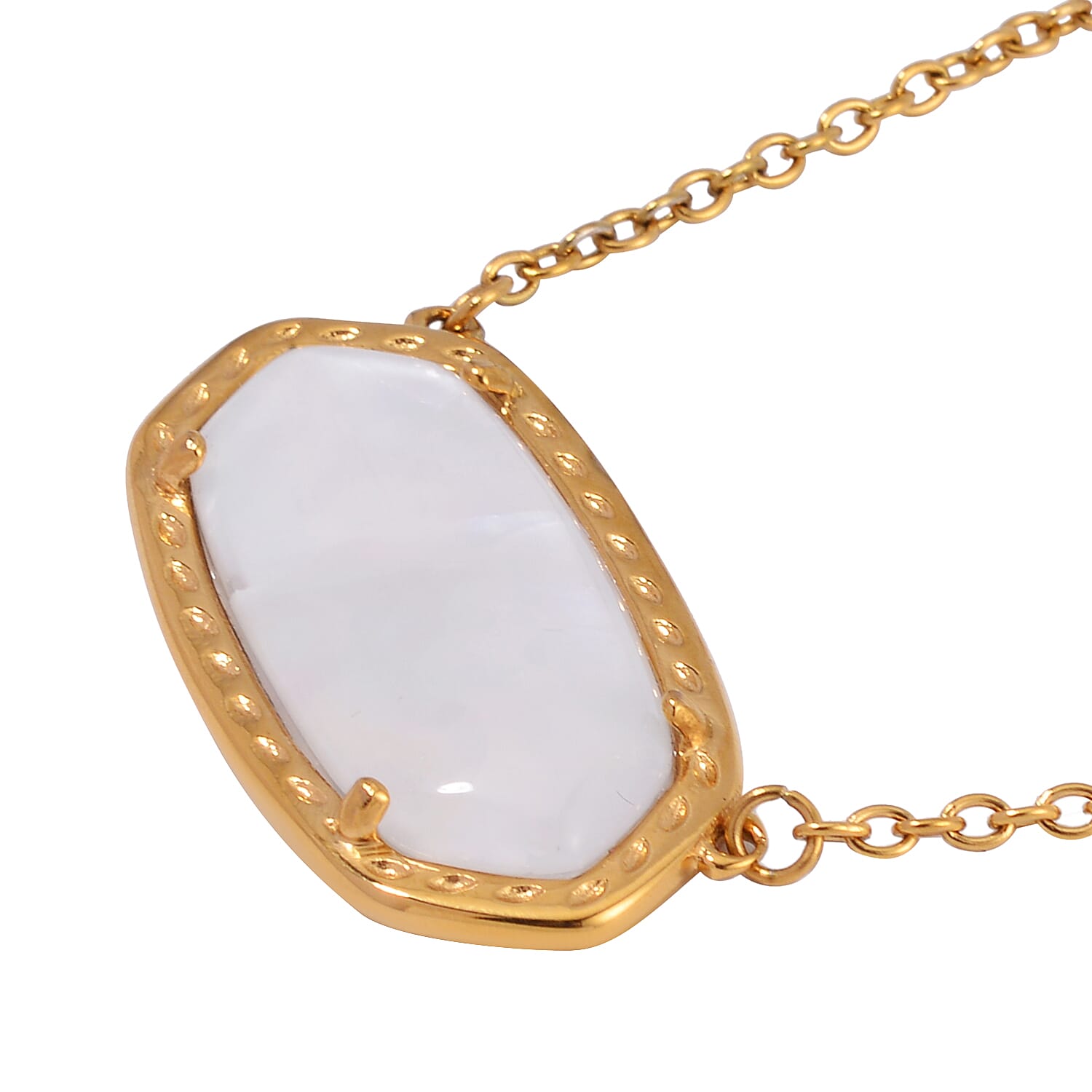Evertrue White Shell Pearl Necklace 20-22 Inches in Stainless Steel