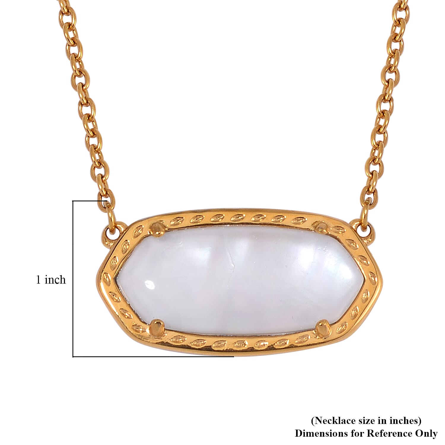 Evertrue White Shell Pearl Necklace 20-22 Inches in Stainless Steel