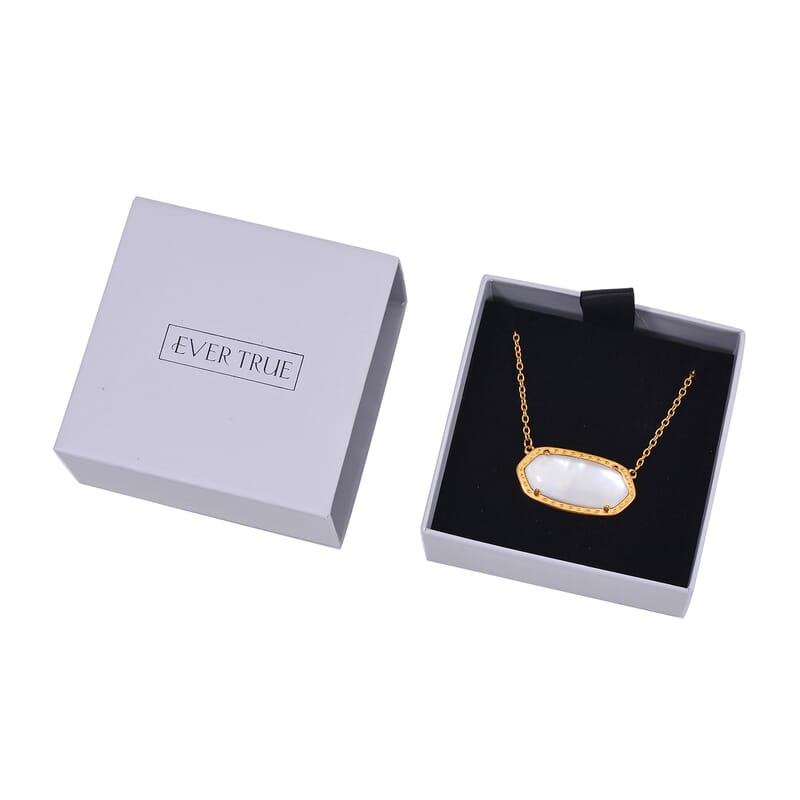 Evertrue White Shell Pearl Necklace 20-22 Inches in Stainless Steel