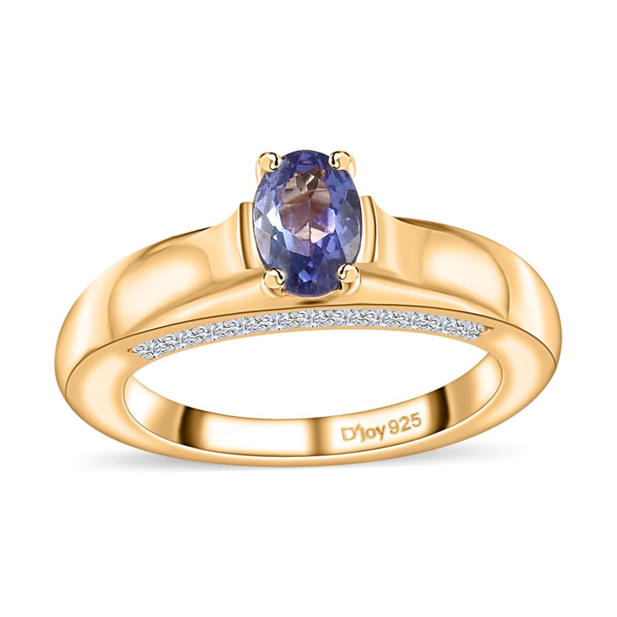 Tanzanite and Zircon Ring in Vermeil Yellow Gold Over Sterling Silver Christmas Gift Ring, selling Gift For Her