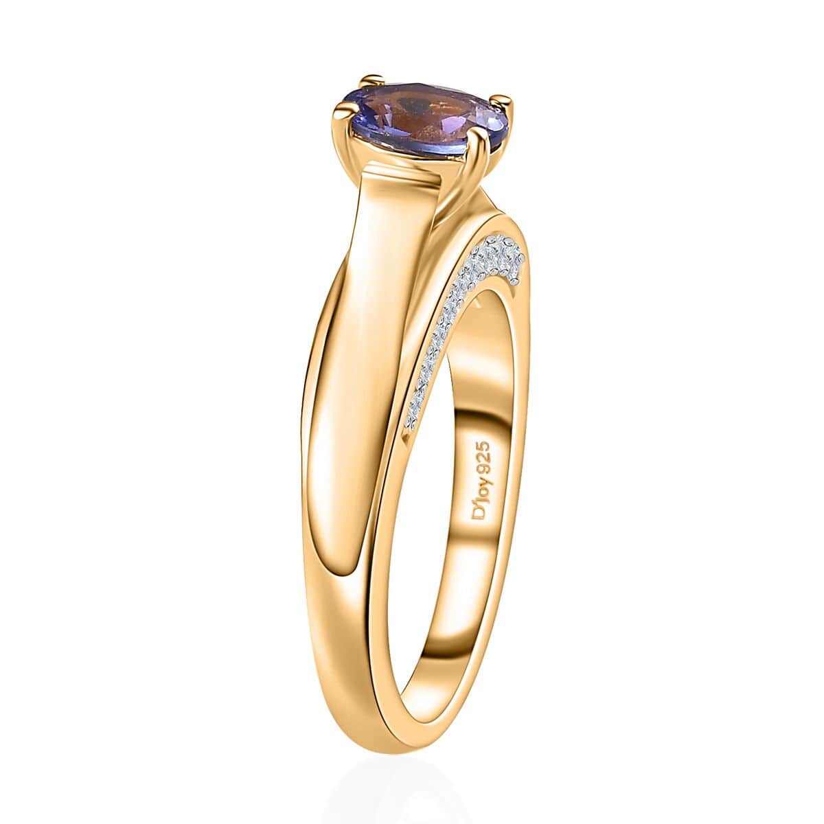 Tanzanite and White Zircon Ring in Vermeil Yellow Gold Over Sterling Silver (Size 5.0) 1.20 ctw image number 3