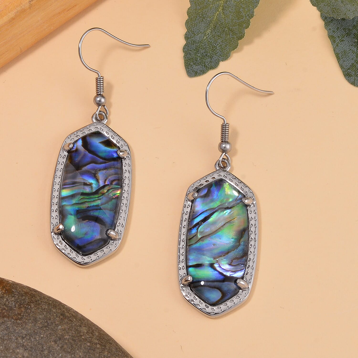 Evertrue Abalone Shell Dangle Earrings in Stainless Steel