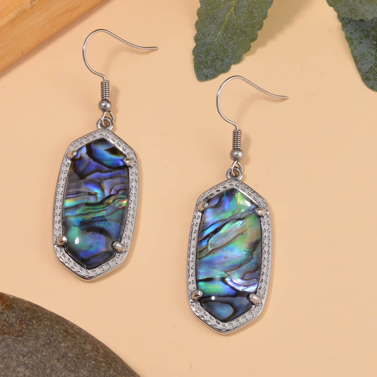 Evertrue Abalone Shell Dangle Earrings in Stainless Steel image number 1