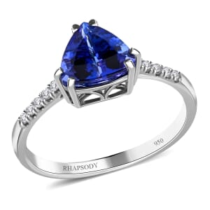 Certified & Appraised Rhapsody AAAA Tanzanite and E-F VS Diamond 2.10 ctw Solitaire Ring in 950 Platinum (Size 9.5) 4.50 Grams