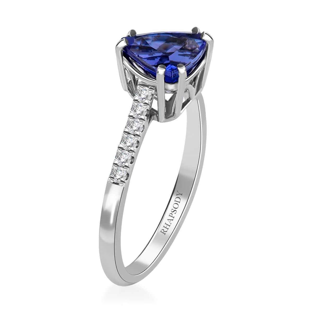Certified & Appraised Rhapsody AAAA Tanzanite and E-F VS Diamond 2.10 ctw Solitaire Ring in 950 Platinum (Size 9.5) 4.50 Grams image number 3