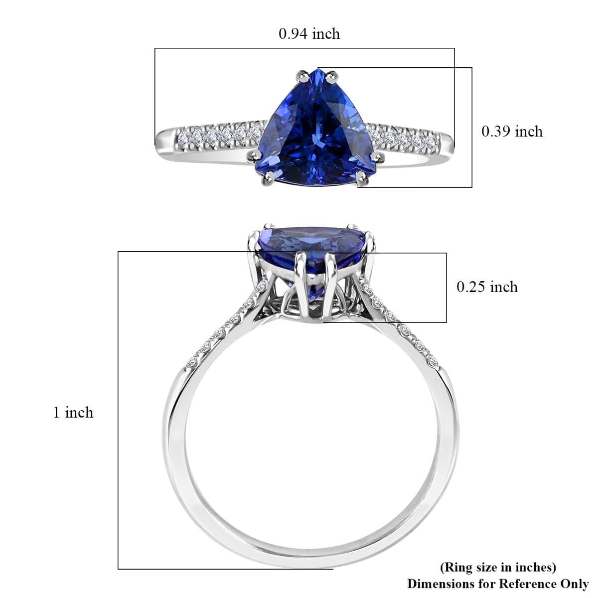 Certified & Appraised Rhapsody AAAA Tanzanite and E-F VS Diamond 2.10 ctw Solitaire Ring in 950 Platinum (Size 9.5) 4.50 Grams image number 4
