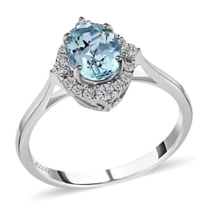 Certified & Appraised Iliana AAA Santa Maria Aquamarine and G-H SI Diamond 1.50 ctw Ring in 18K White Gold (Size 10.5)