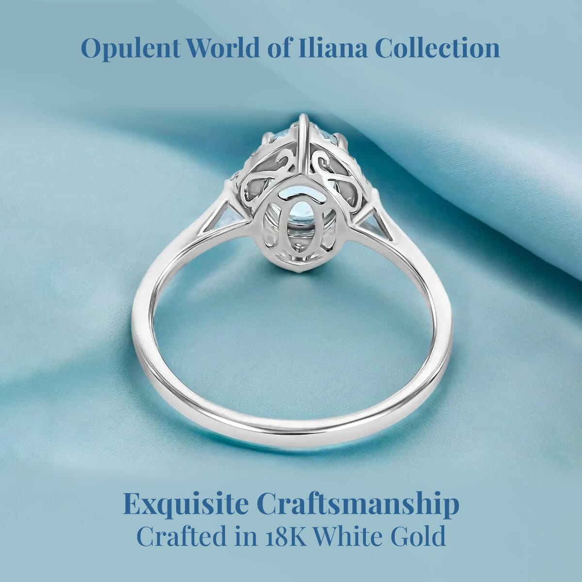 Certified & Appraised Iliana AAA Santa Maria Aquamarine and G-H SI Diamond 1.50 ctw Ring in 18K White Gold (Size 10.5) image number 3