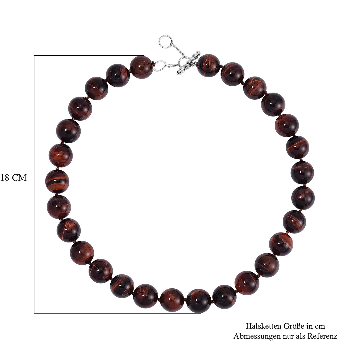 Red Tiger Eye 800.00 ctw Necklace in Rhodium Over Sterling Silver (Adjustable) image number 4
