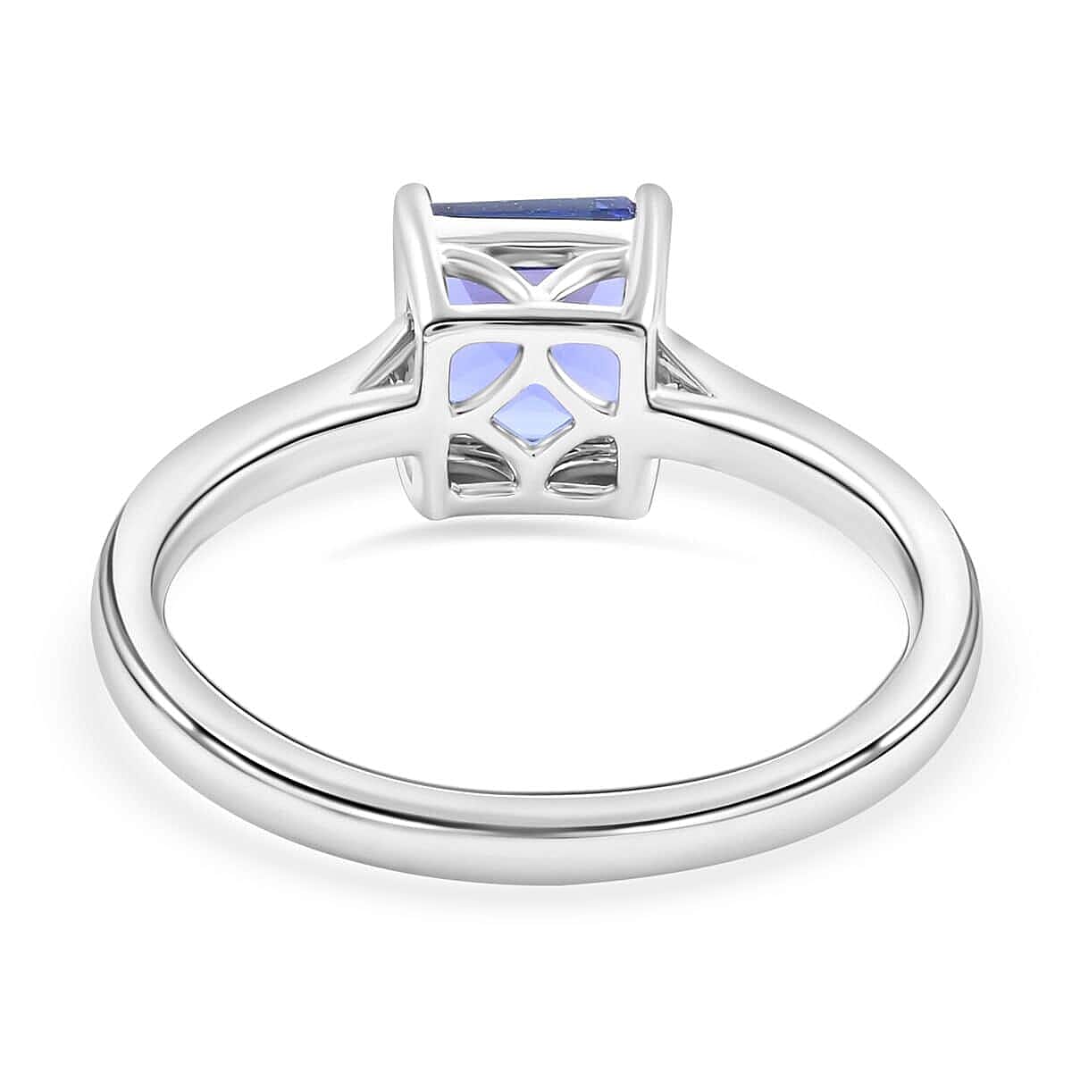 Certified & Appraised 950 Platinum AAAA Asscher Cut Tanzanite and E-F VS Diamond Ring (Size 6.5) 4.11 Grams 2.00 ctw image number 4