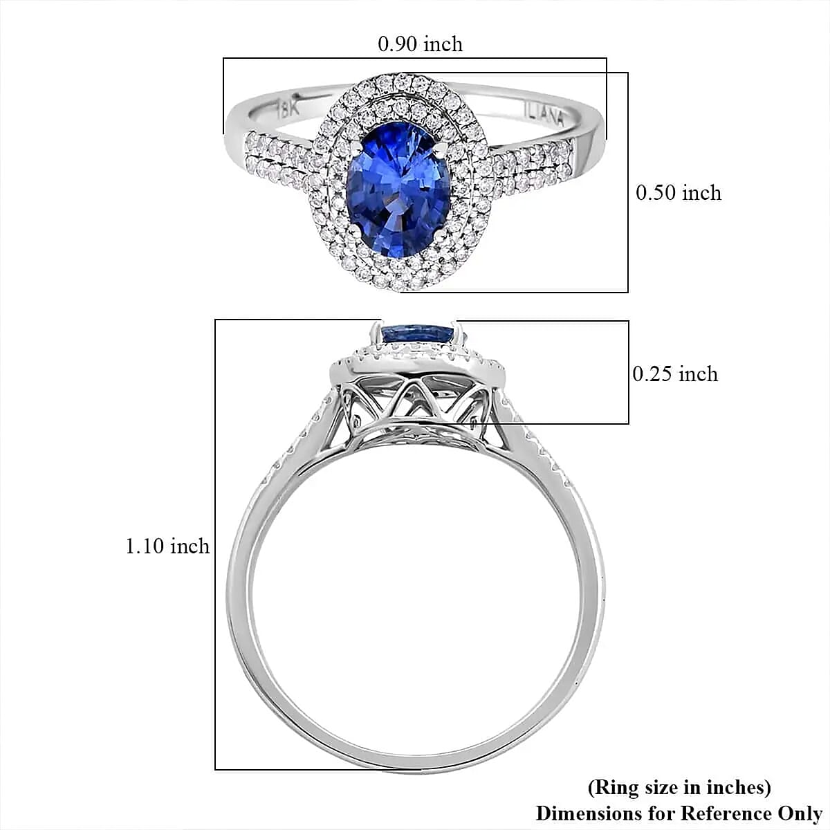 Certified & Appraised Iliana 18K White Gold AAA Ceylon Blue Sapphire and G-H SI Diamond Double Halo Ring (Size 5.5) 4.45 Grams 1.75 ctw image number 6