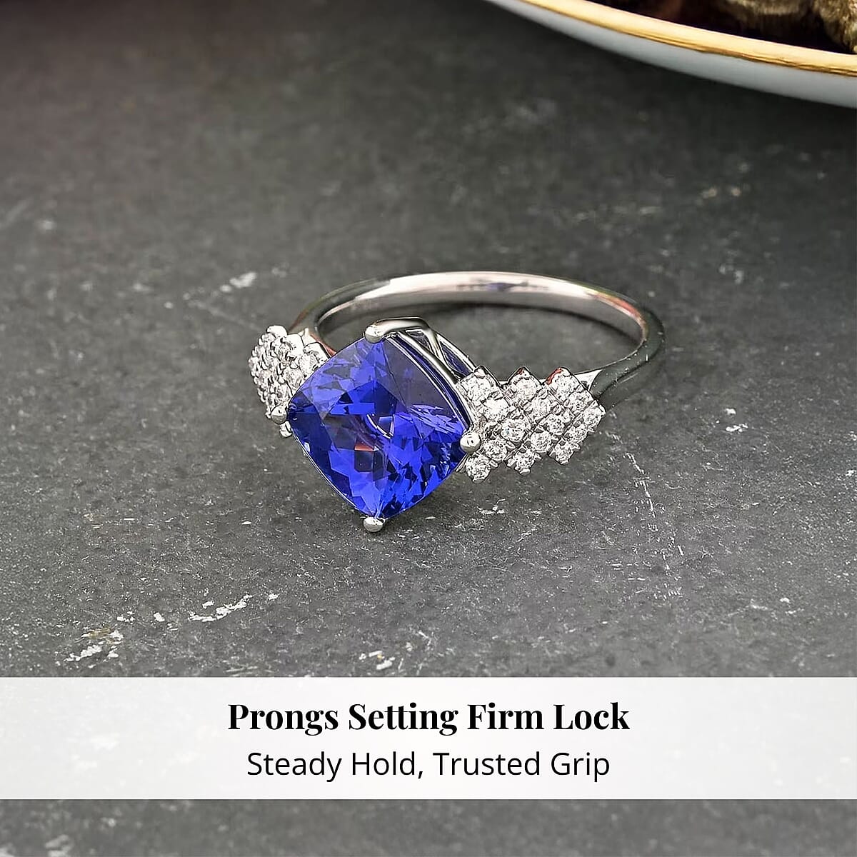 Certified and Appraised Rhapsody 950 Platinum AAAA Tanzanite and E-F VS Diamond Ring (Size 11.0) 5.75 Grams 3.75 ctw image number 3