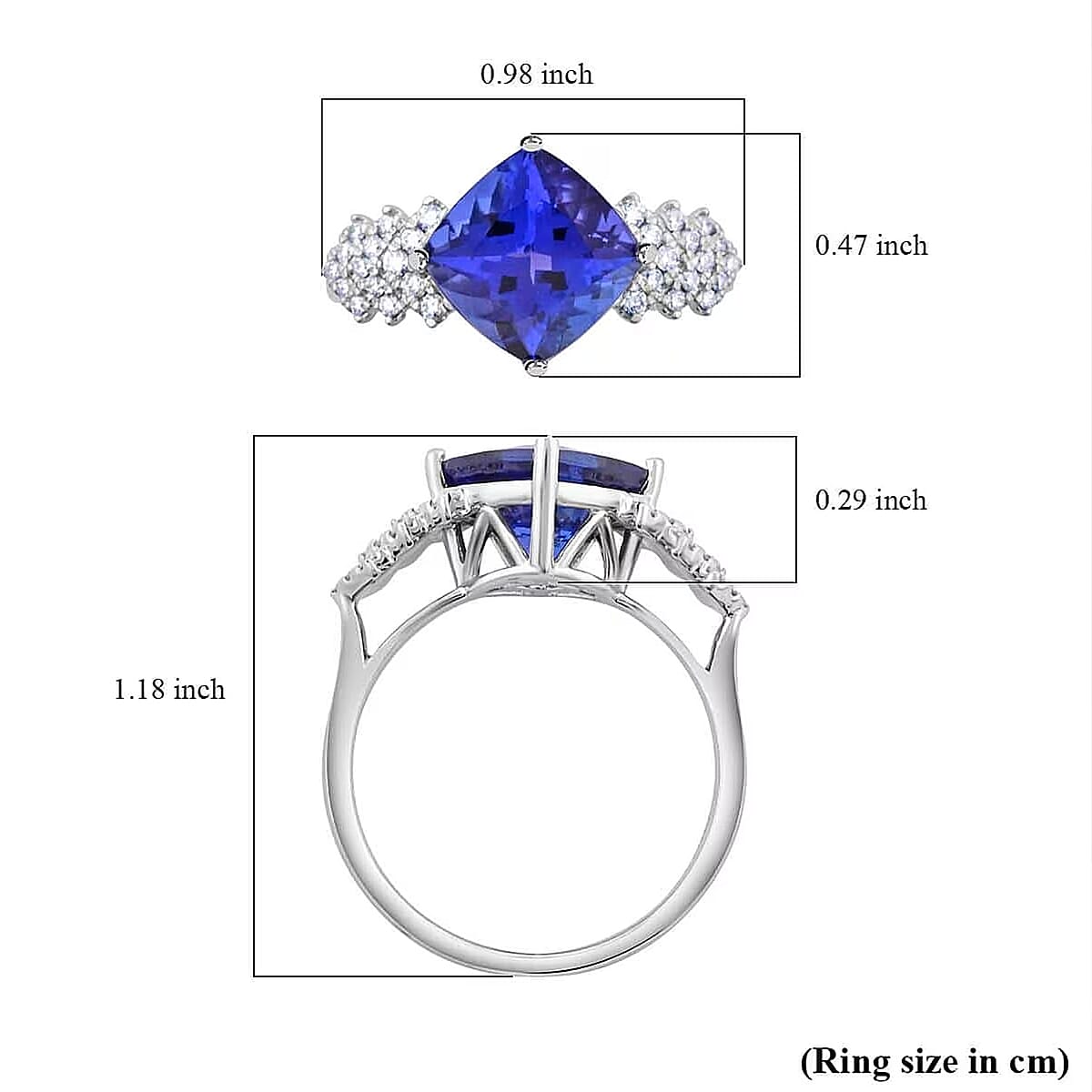 Certified and Appraised Rhapsody 950 Platinum AAAA Tanzanite and E-F VS Diamond Ring (Size 11.0) 5.75 Grams 3.75 ctw image number 5