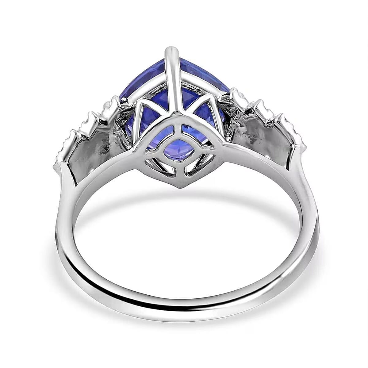 Certified and Appraised Rhapsody 950 Platinum AAAA Tanzanite and E-F VS Diamond Ring (Size 5.0) 5.75 Grams 3.75 ctw image number 6