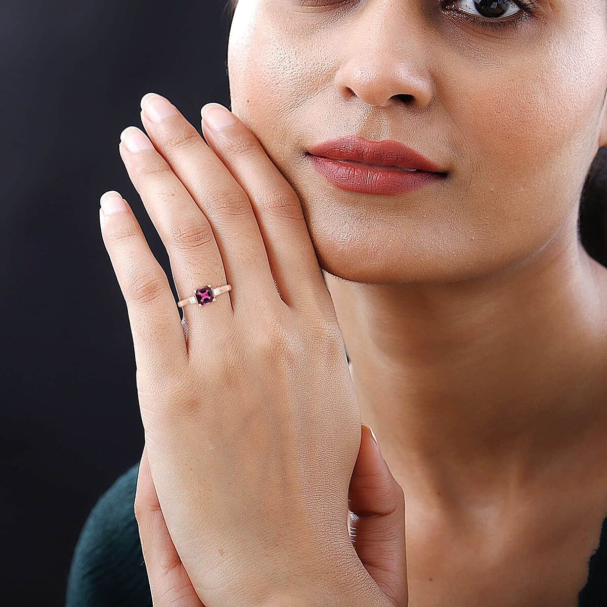 Certified & Appraised Iliana AAA Asscher Cut Ouro Fino Rubellite and G-H I2 Diamond 1.40 ctw Ring in 18K Rose Gold (Size 5.0) image number 2