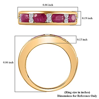 Premium Montepuez Ruby and Moissanite Band Ring in Vermeil Yellow Gold Over Sterling Silver (Size 10.0) 2.00 ctw