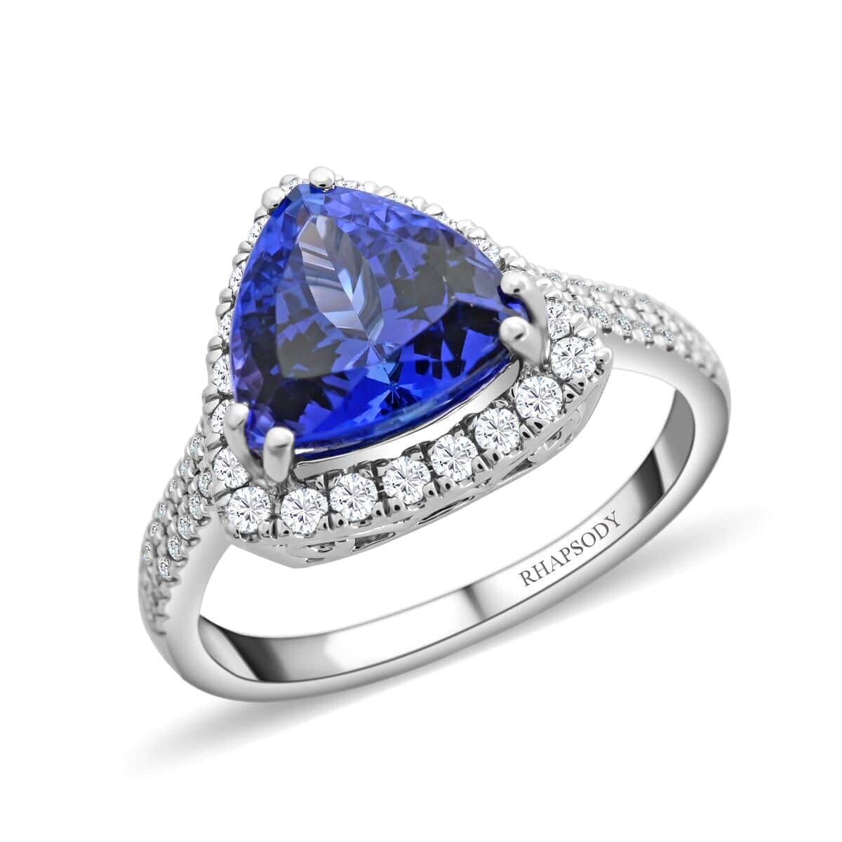Certified & Appraised Rhapsody AAAA Tanzanite and E-F VS Diamond 3.25 ctw Ring in 950 Platinum (Size 6.5) 6.65 Grams image number 0