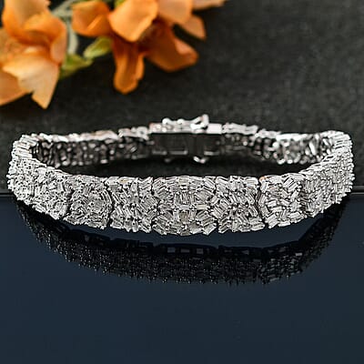 D'Joy Diamond Bracelet in Platinum Over Sterling Silver (7.25 In) 5.00 ctw