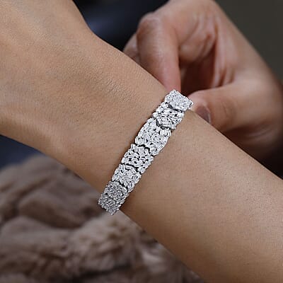 D'Joy Diamond Bracelet in Platinum Over Sterling Silver (7.25 In) 5.00 ctw
