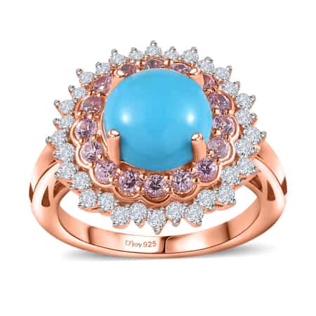 Buy Sleeping Beauty Turquoise and Multi Gemstone Cocktail Ring in Vermeil  Rose Gold Over Sterling Silver (Size 7.0) 3.65 ctw at