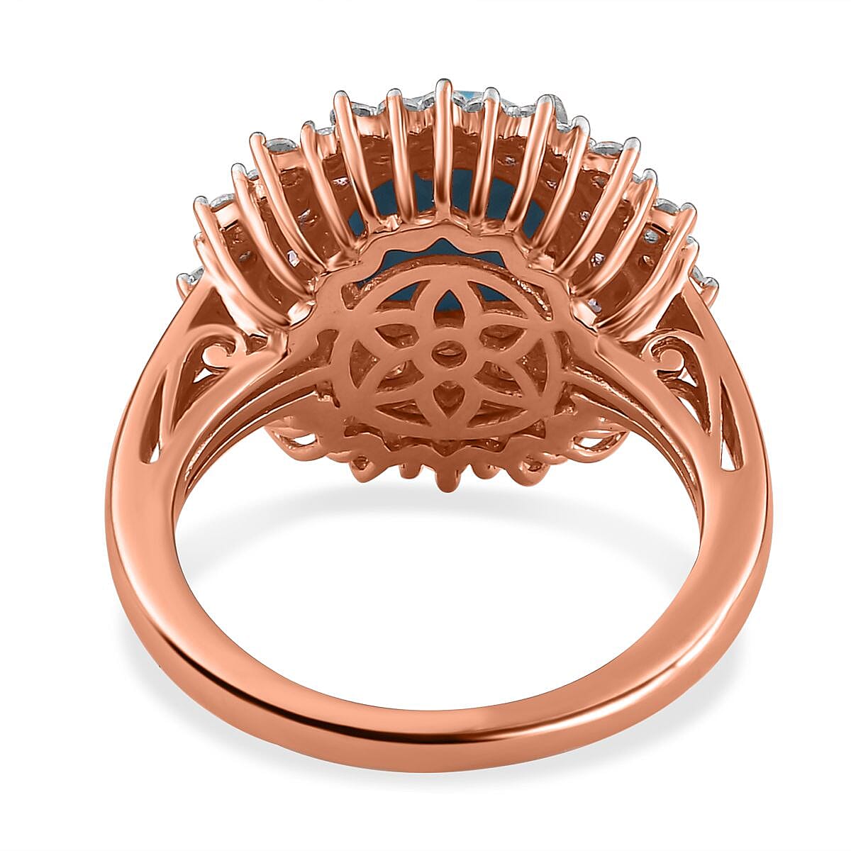 Sleeping Beauty Turquoise and Multi Gemstone Cocktail Ring in Vermeil Rose Gold Over Sterling Silver (Size 7.0) 3.65 ctw image number 4