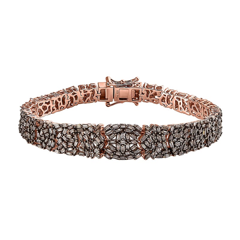 D'Joy Natural Champagne Diamond 5.00 ctw Bracelet in 18K Vermeil Rose Gold Over Sterling Silver (7.25 In)