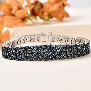 D'Joy Blue Diamond (IR) Bracelet in Platinum Over Sterling Silver (7.25 In) 5.00 ctw