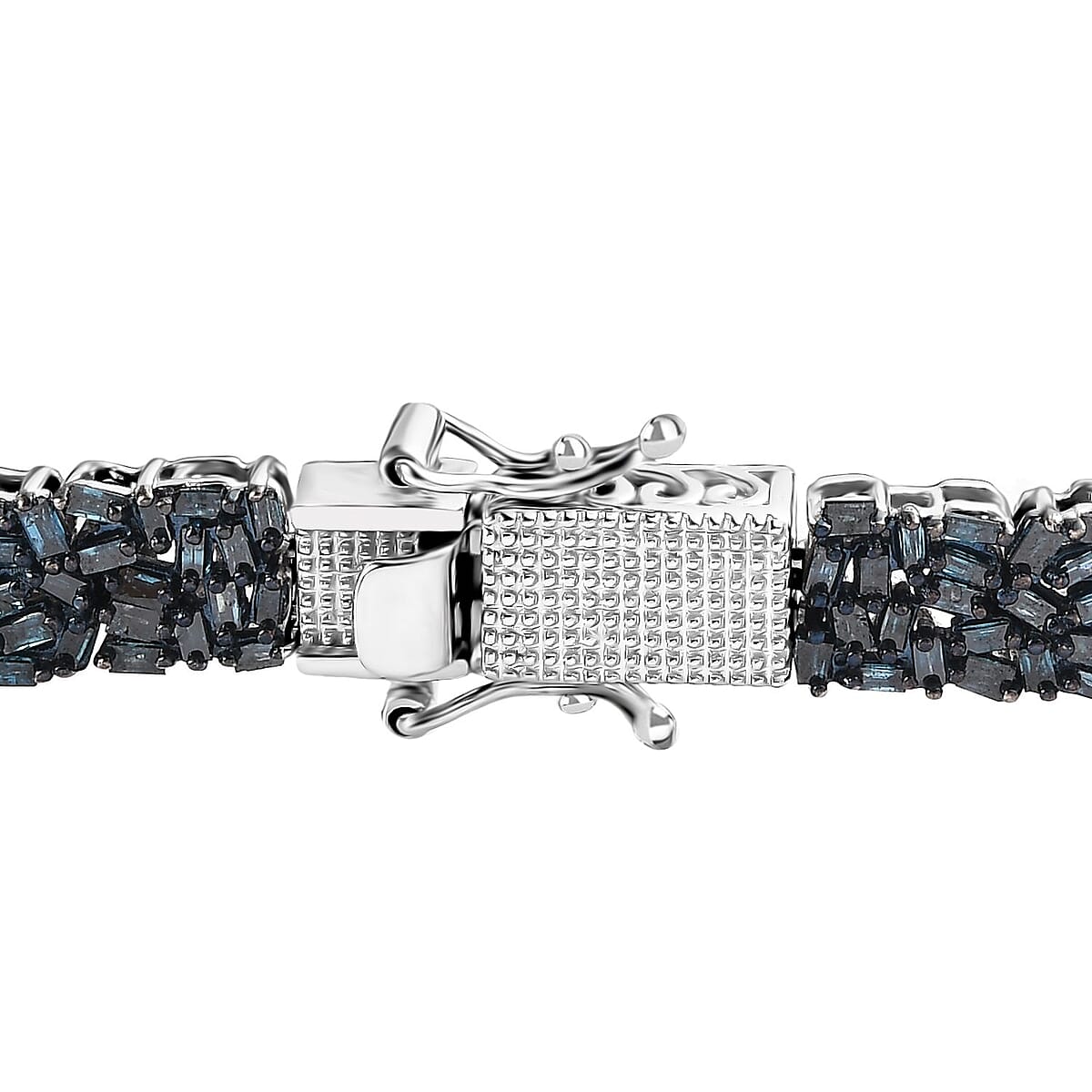 D'Joy Blue Diamond (IR) Bracelet in Platinum Over Sterling Silver (7.25 In) 5.00 ctw image number 3