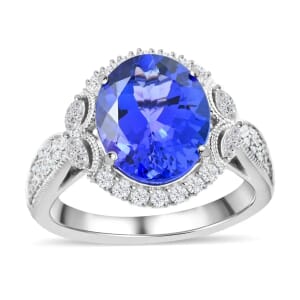 Rhapsody Certified & Appraised AAAA Tanzanite and E-F VS Diamond 5.25 ctw Ring in 950 Platinum, Tanzanite Jewelry, Rings For Her 8.70 Grams (Size 6)