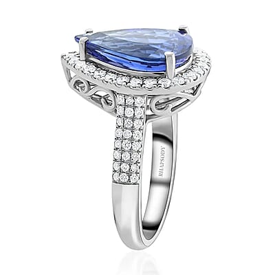 Certified & Appraised Rhapsody AAAA Tanzanite and E-F VS Diamond 6.10 ctw Ring in 950 Platinum (Size 5.0) 8.10 Grams