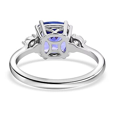 Certified & Appraised Rhapsody 950 Platinum AAAA Tanzanite and E-F VS Diamond Ring (Size 7.5) 4.15 Grams 2.80 ctw