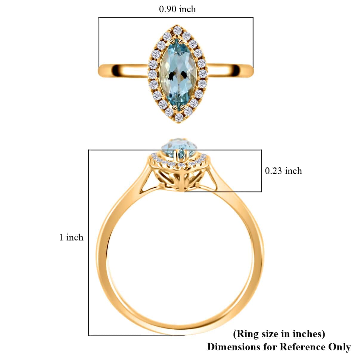 Certified & Appraised Iliana 18K Yellow Gold AAA Santa Maria Aquamarine and G-H SI Diamond Halo Ring (Size 5.5) 1.10 ctw image number 5