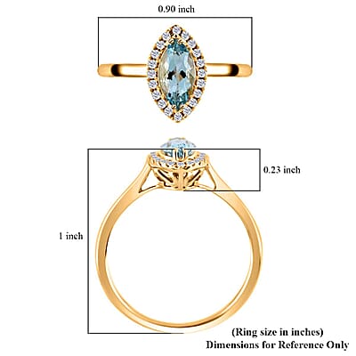 Certified & Appraised Iliana 18K Yellow Gold AAA Santa Maria Aquamarine and G-H SI Diamond Halo Ring (Size 11.0) 1.10 ctw