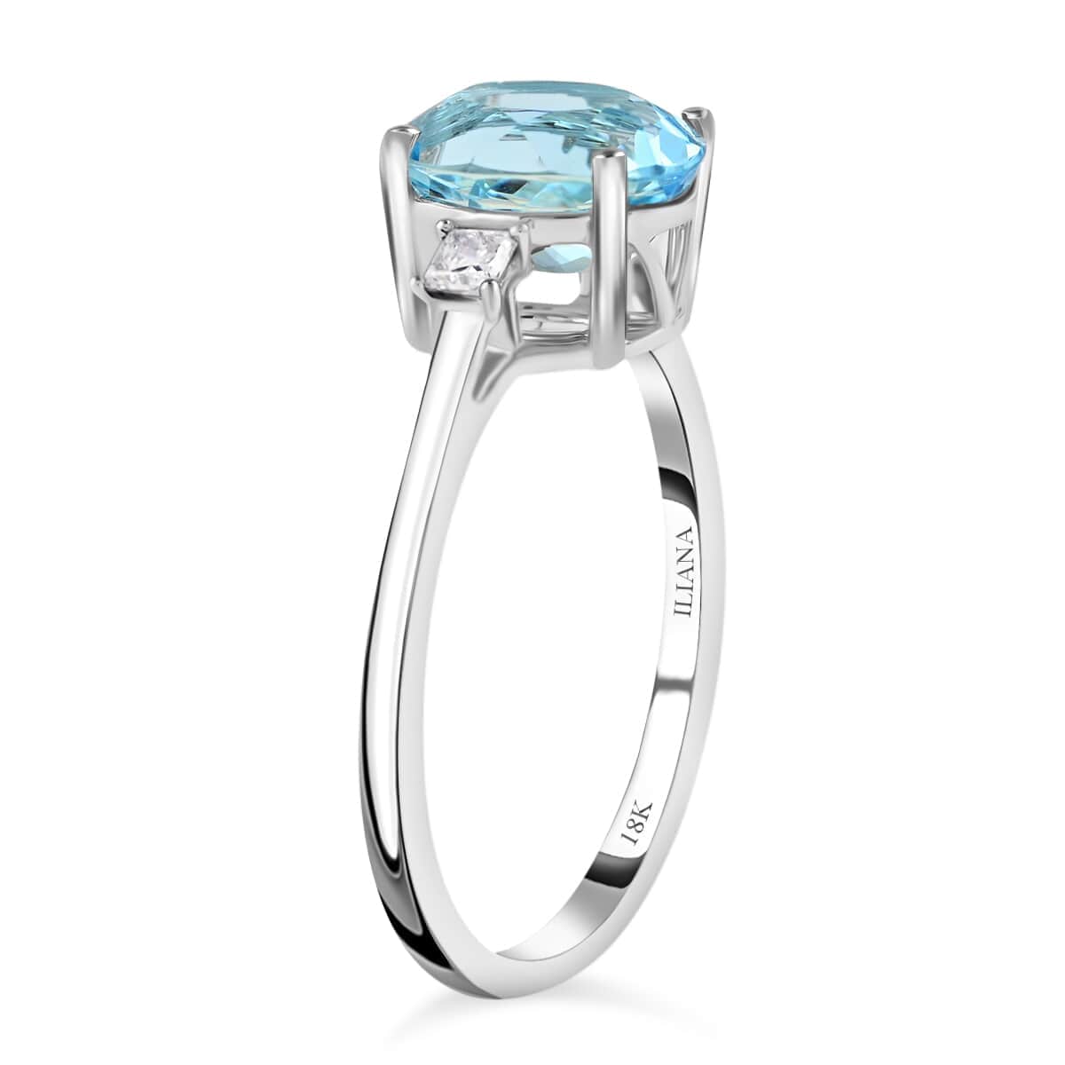 Certified & Appraised Iliana AAA Santa Maria Aquamarine and G-H SI Diamond 2.00 ctw Ring in 18K White Gold (Size 6.5) image number 3