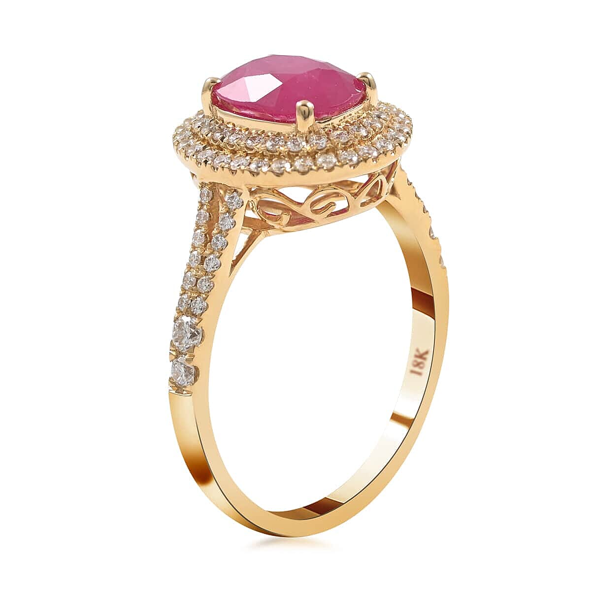 Certified & Appraised Iliana 18K Yellow Gold AAA Ruby and G-H SI Diamond Ring (Size 7.5) 4.60 Grams 2.85 ctw image number 3