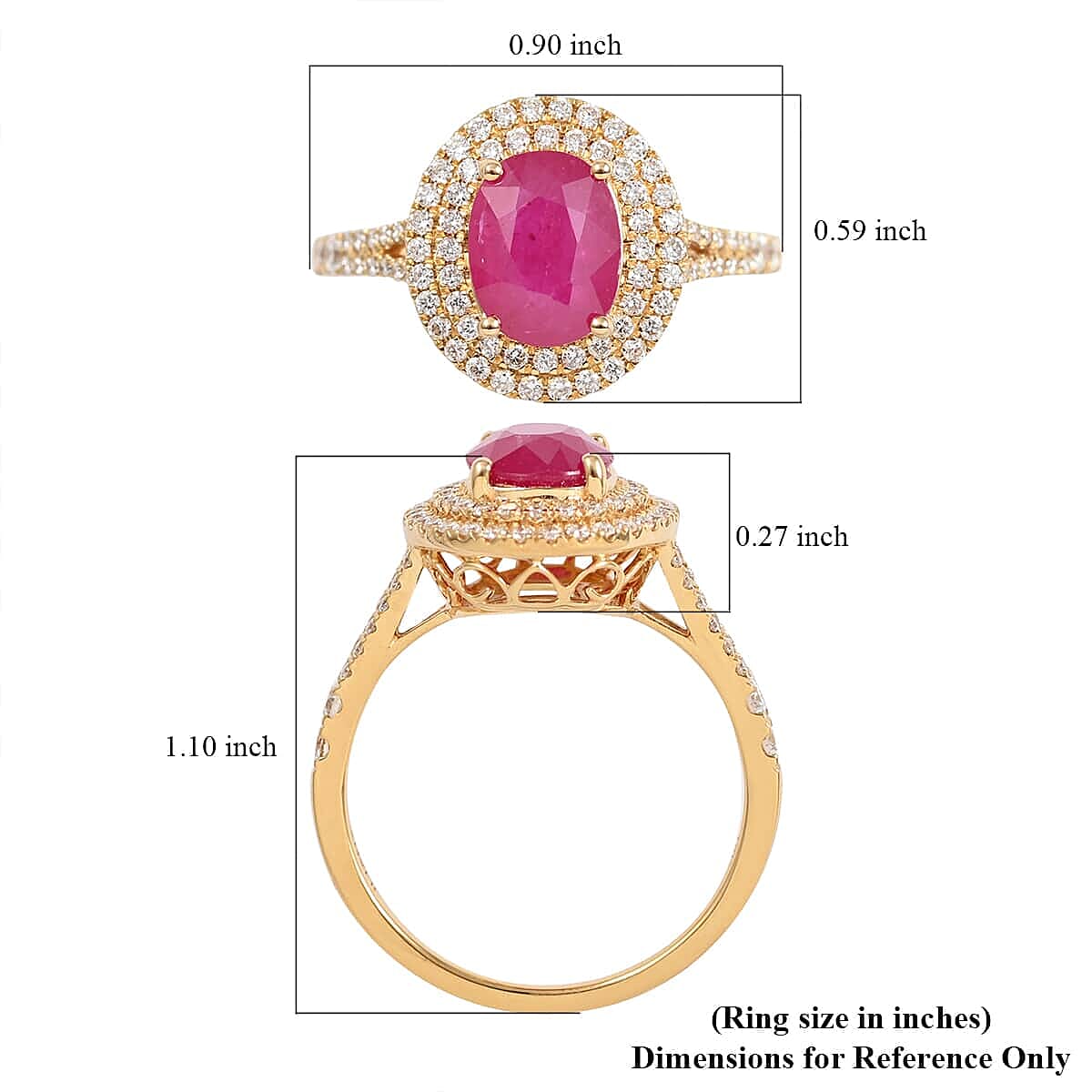 Certified & Appraised Iliana 18K Yellow Gold AAA Ruby and G-H SI Diamond Ring (Size 7.5) 4.60 Grams 2.85 ctw image number 5