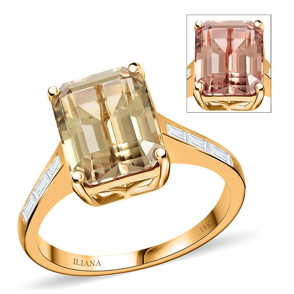 Certified and Appraised Iliana AAA Turkizite and G-H SI Diamond 4.35 ctw Ring in 18K Yellow Gold (Size 5.5) 4.10 Grams image number 0