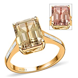 Certified and Appraised Iliana AAA Turkizite and G-H SI Diamond 4.35 ctw Ring in 18K Yellow Gold (Size 5.5) 4.10 Grams