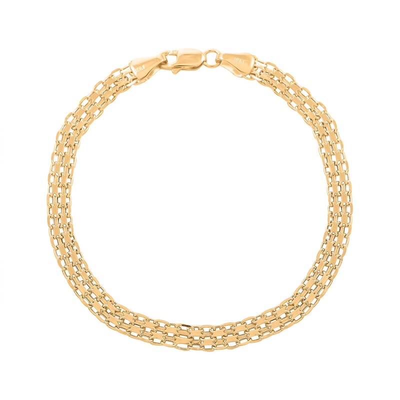 Italian 10K Yellow Gold 2 Strand Bismark Bracelet (7.00 In) 2.3 Grams