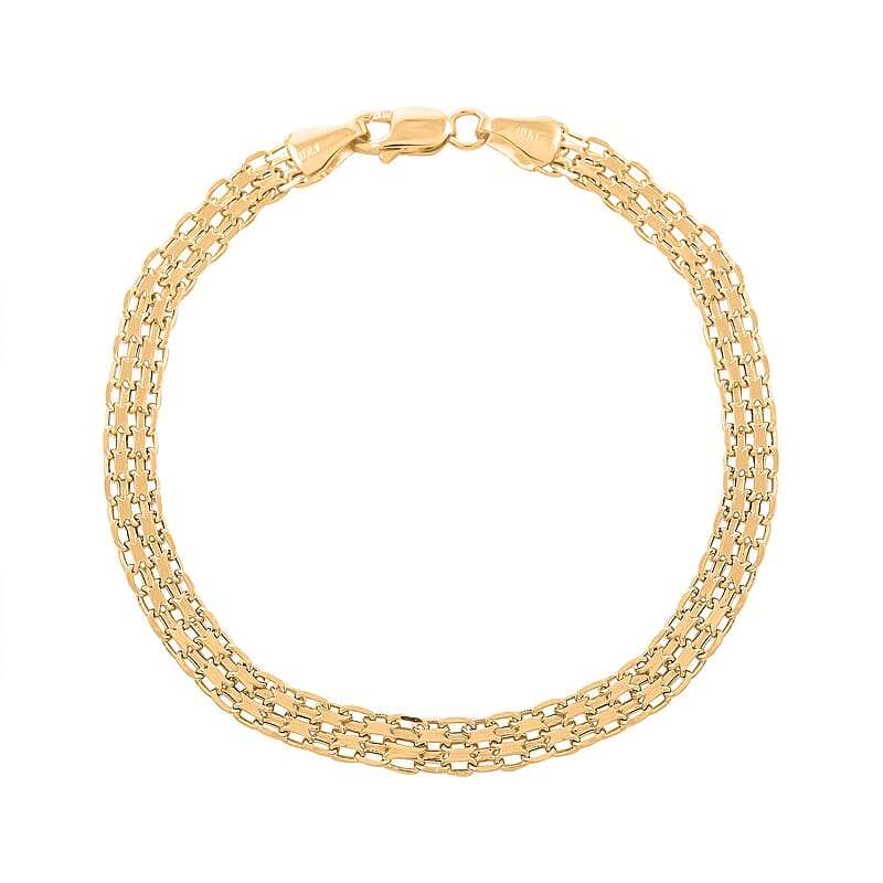 Italian 10K Yellow Gold 2 Strand Bismark Bracelet (7.00 In) 2.3 Grams