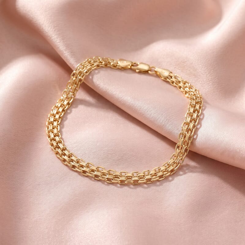 Italian 10K Yellow Gold 2 Strand Bismark Bracelet (7.00 In) 2.3 Grams