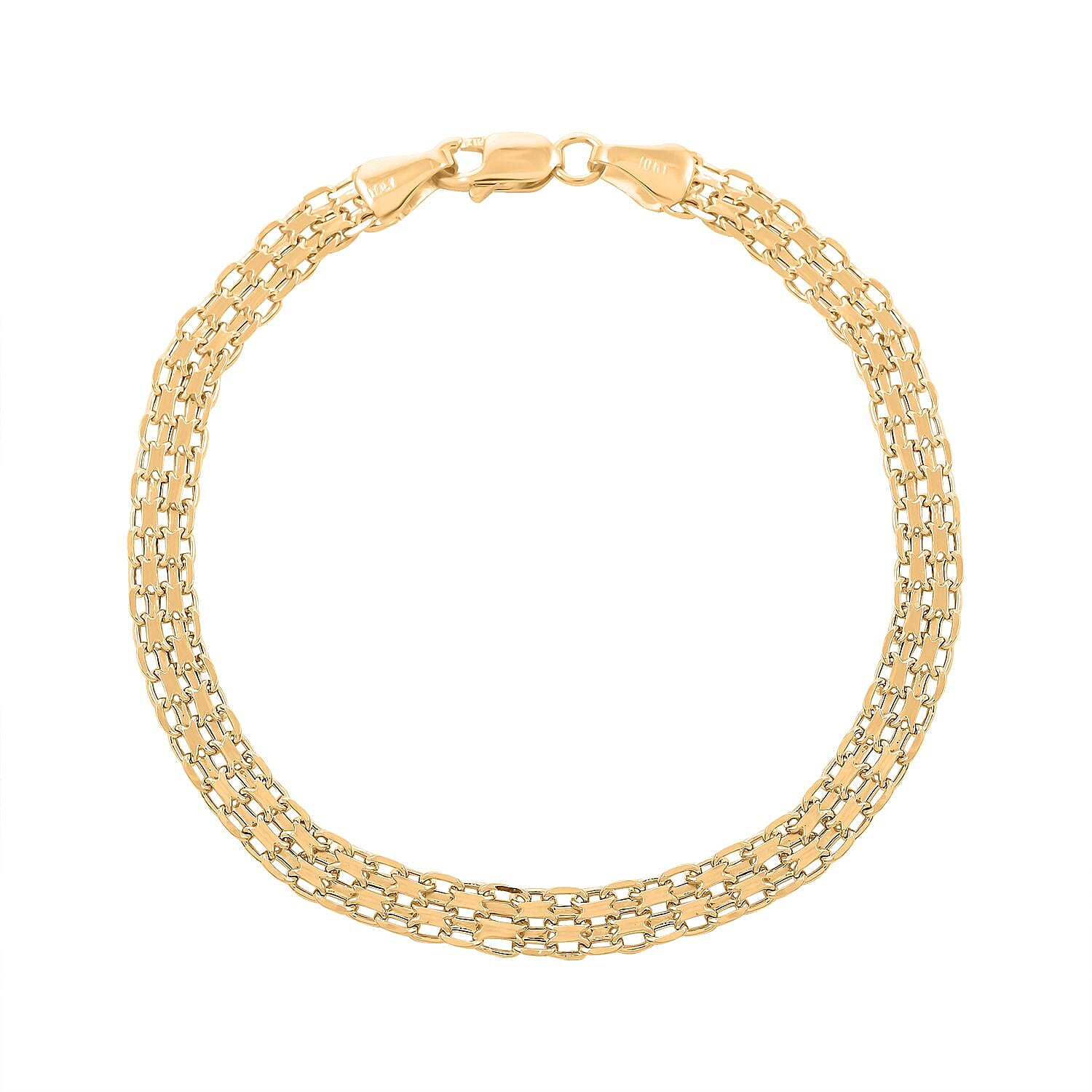 Italian 10K Yellow Gold 2 Strand Bismark Bracelet (7.00 In) 2.3 Grams