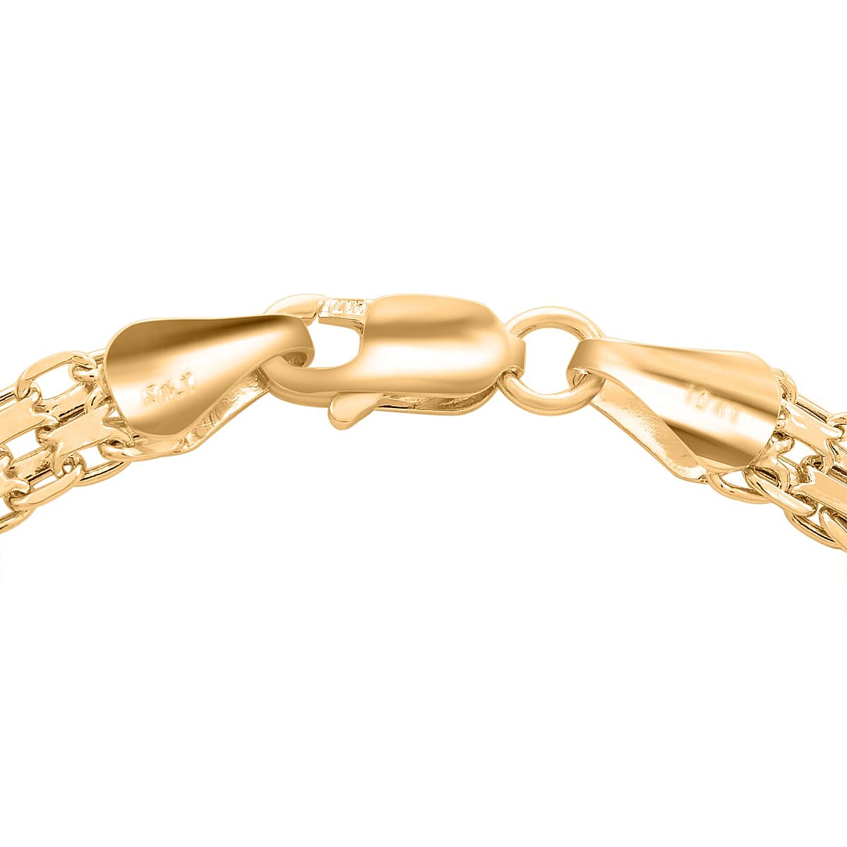 Italian 10K Yellow Gold 2 Strand Bismark Bracelet (7.50 In) 2.35 Grams image number 3