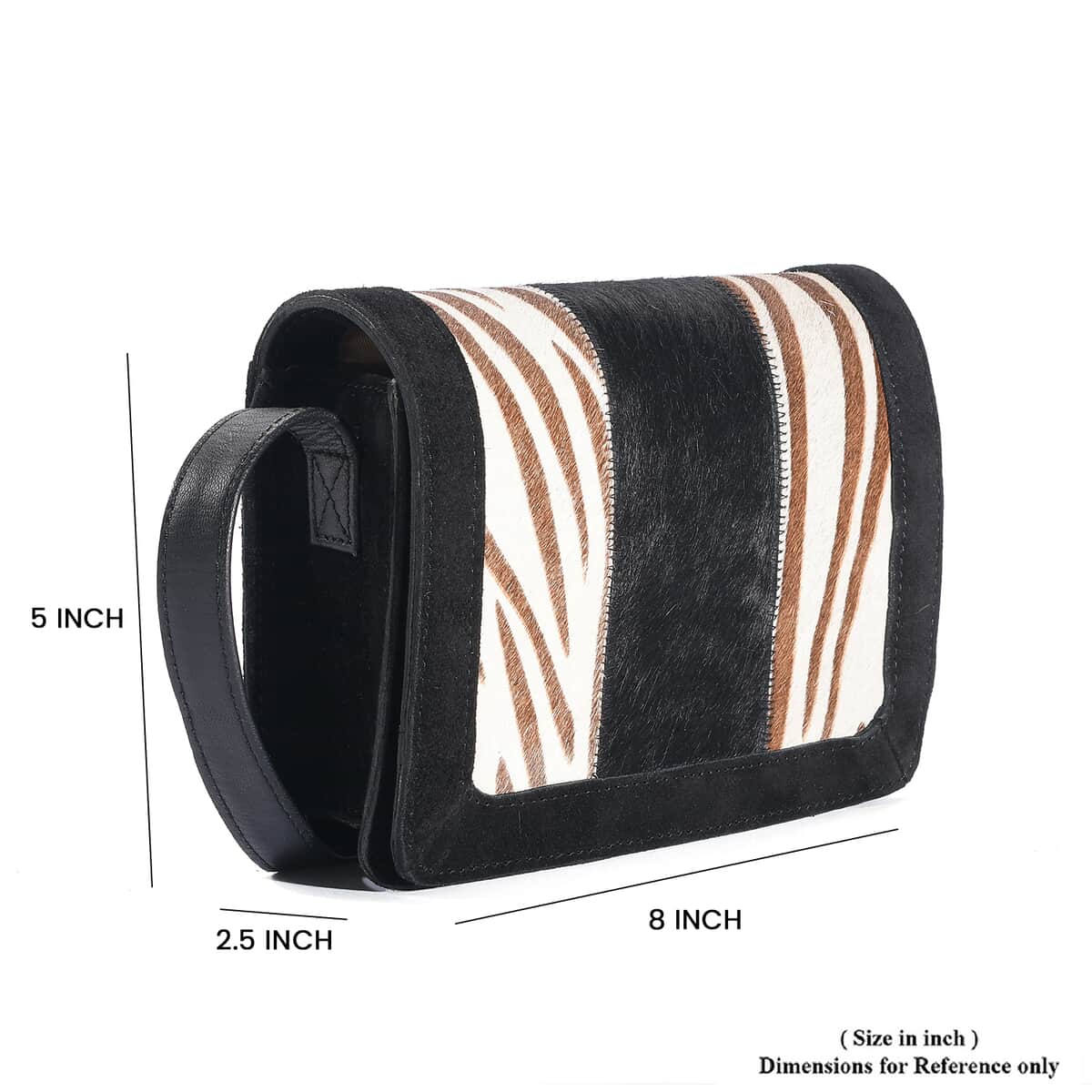 Beige and Black Genuine Leather Hair On Crossbody Bag image number 6